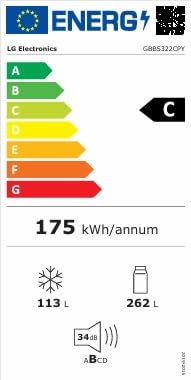 LG Kühl-Gefrierkombination 375L – 203cm, No Frost, Silber