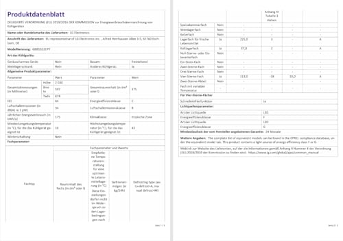 LG Kühl-Gefrierkombination 375L – 203cm, No Frost, Silber