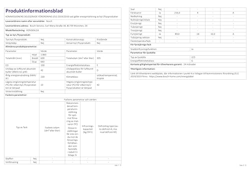 Bosch Kühl-Gefrierkombination 305L – 186cm, NoFrost
