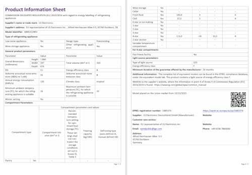 LG Kühl-Gefrierkombination 333L – 186cm, leise 33dB