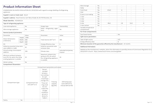 Bosch Kühl-Gefrierkombination 305L – 186cm, NoFrost