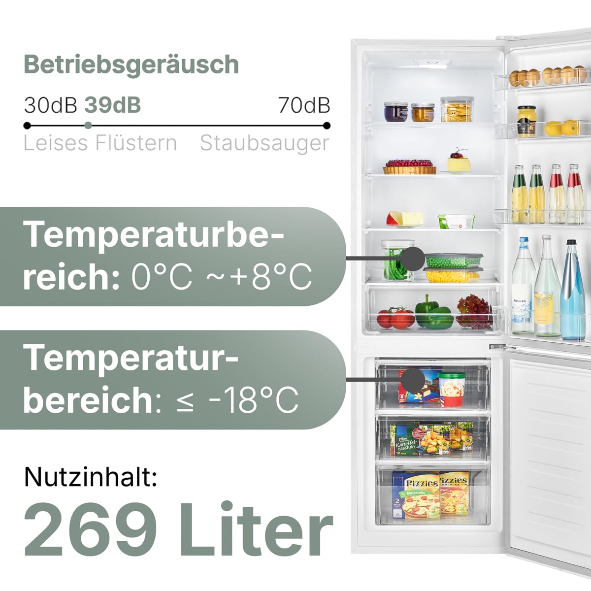 Bomann Kühl-Gefrierkombination 269L – 180cm, Weiß