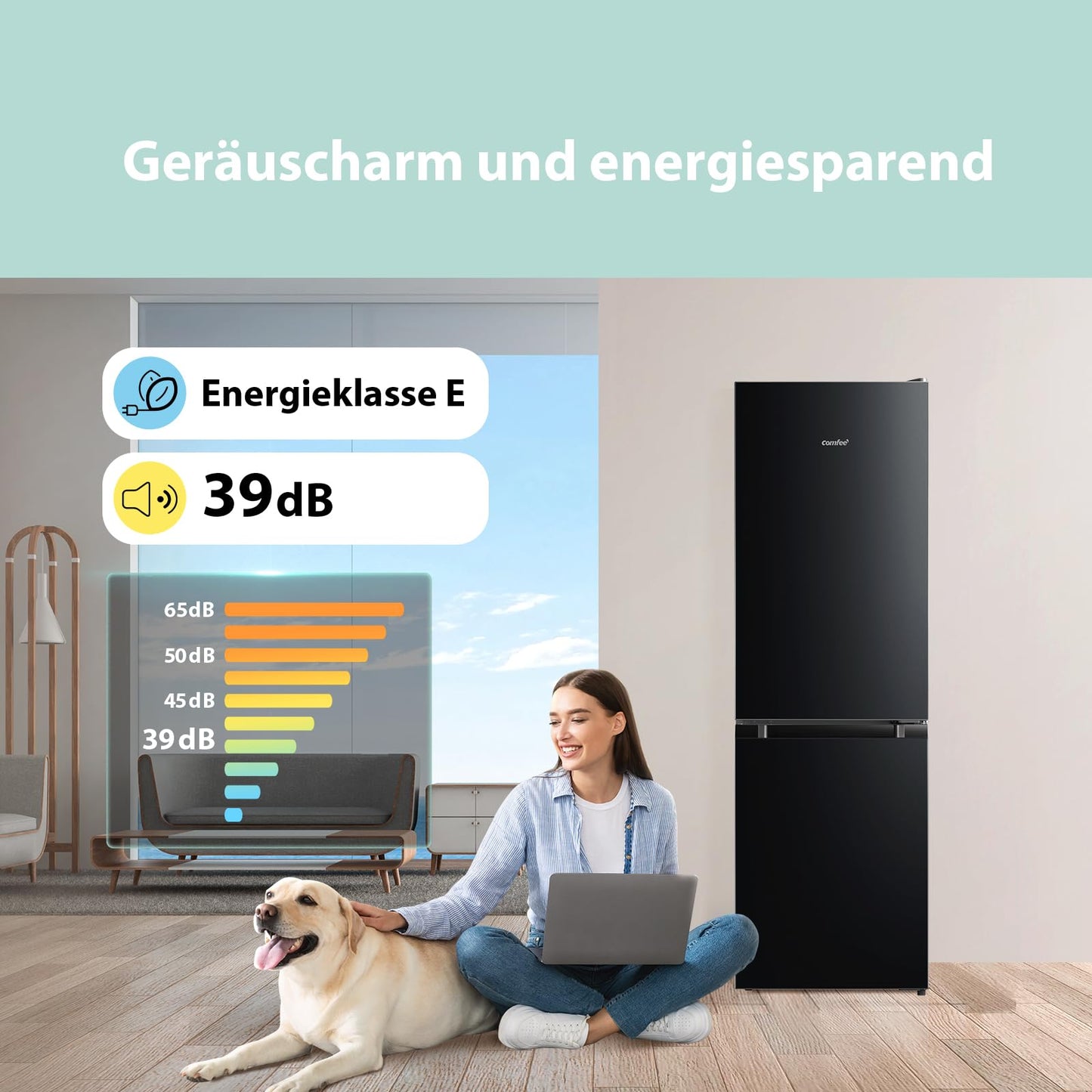 Comfee Kühl-Gefrierkombination 174L – 150cm, Schwarz