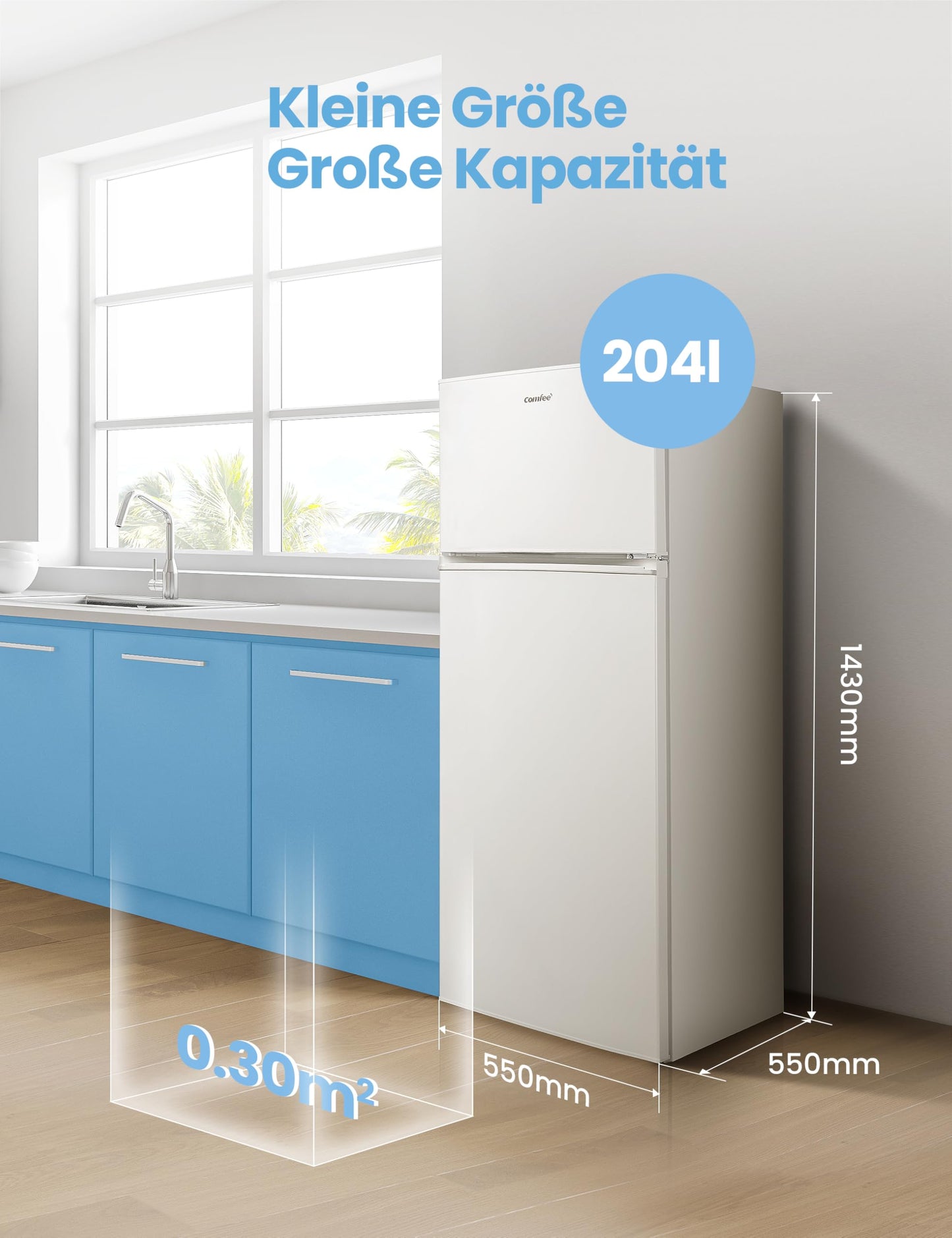 Comfee Kühl-Gefrierkombination – 143cm, Weiß