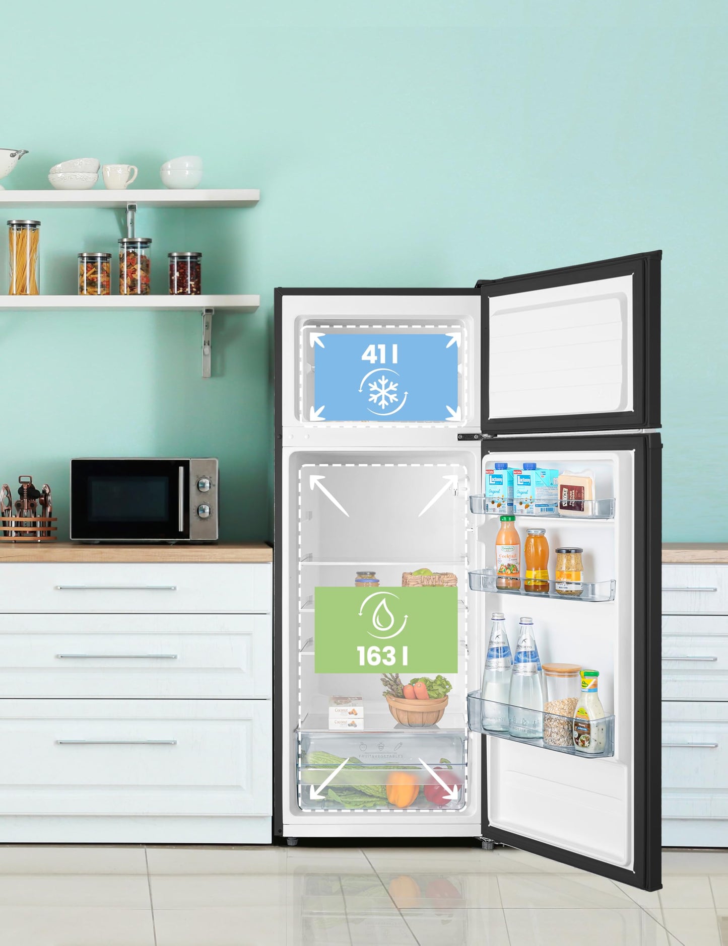 Comfee Kühl-Gefrierkombination – 143cm, Schwarz