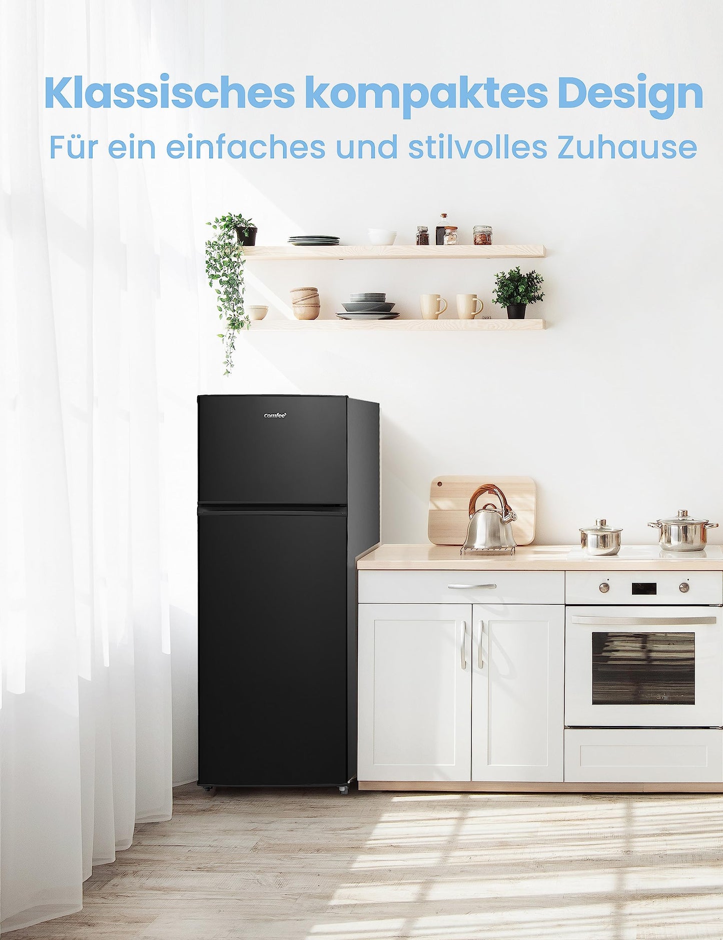 Comfee Kühl-Gefrierkombination – 143cm, Schwarz