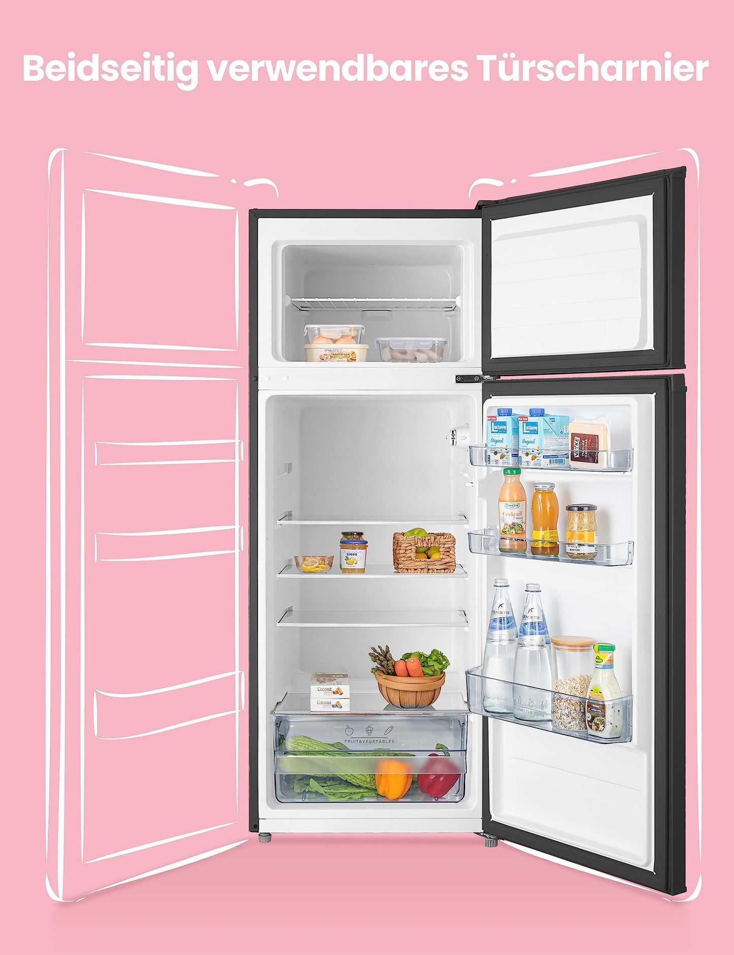 Comfee Kühl-Gefrierkombination – 143cm, Schwarz