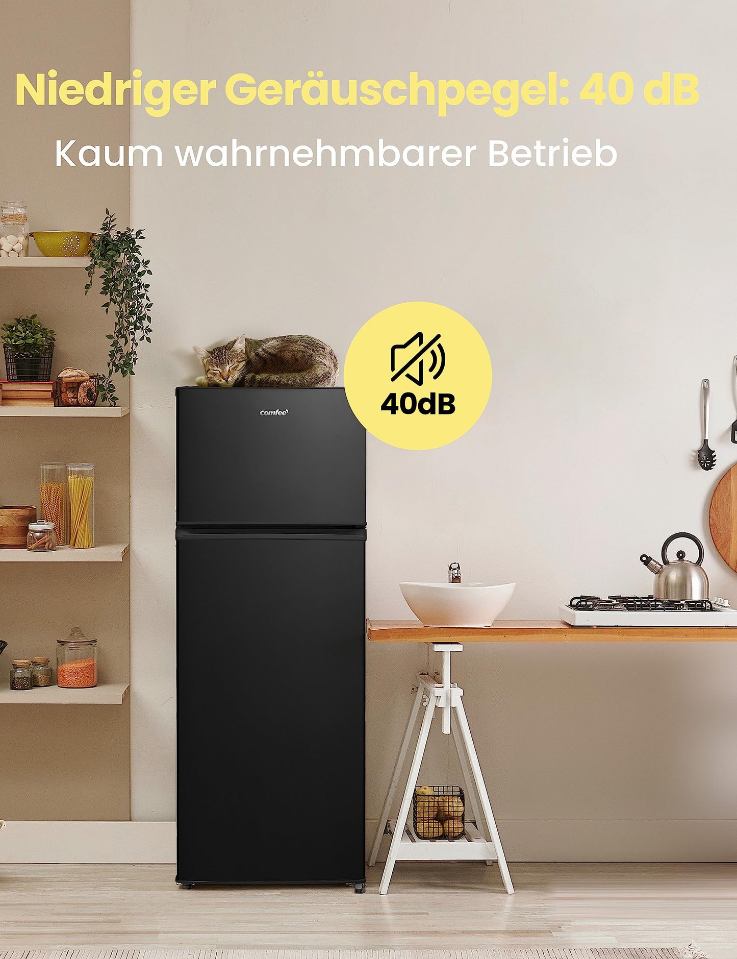 Comfee Kühl-Gefrierkombination – 143cm, Schwarz